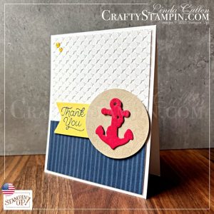 Stamp It Group June 2023 Summer Fun Blog Hop | Join Stampin’ Up! | Frequently Asked Questions about becoming a Stampin’ Up! Demonstrator | Join the Craft Stampin’ Crew | Stampin Up Demonstrator Linda Cullen | Crafty Stampin’ | Purchase Stampin’ Up! Product | FAQ about Paper Pumpkin | FAQ about Kits Collection | Online Exclusive Products Circle Sayings Bundle [161355] | Beauty Of The Deep Bundle [161237] | Circle Sayings Stamp Set [161348] | Beauty Of The Deep Cling Stamp Set [161233] | Countryside Inn 12" X 12" Designer Series Paper [161467] | Zany Zoo Dies [161314] | Beauty Of The Deep Dies [161236] | 2-3/8" Circle Punch [161354] | Metal Plate 3D Embossing Folder [160766] | Glossy Dots Assortment [158827] |