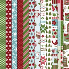 Image of the official Stampin' Up! Snow Festival Designer Series Paper with each pattern visible.