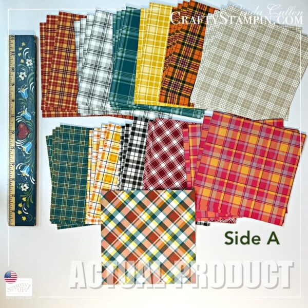 Plaid Tidings Designer Series Paper Stampin Up Paper 6 x 6 - Retired