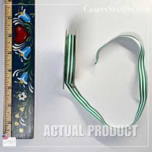 Emerald Envy Striped Grosgrain Ribbon 3/8" Stampin' Up! (~6 yrds) - Retired