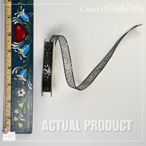 Black Glittered Organdy Ribbon 3/8" Stampin' Up! (~5 yrds) - Retired