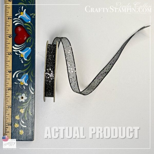 Black Glittered Organdy Ribbon 3/8" Stampin' Up! (~5 yrds) - Retired