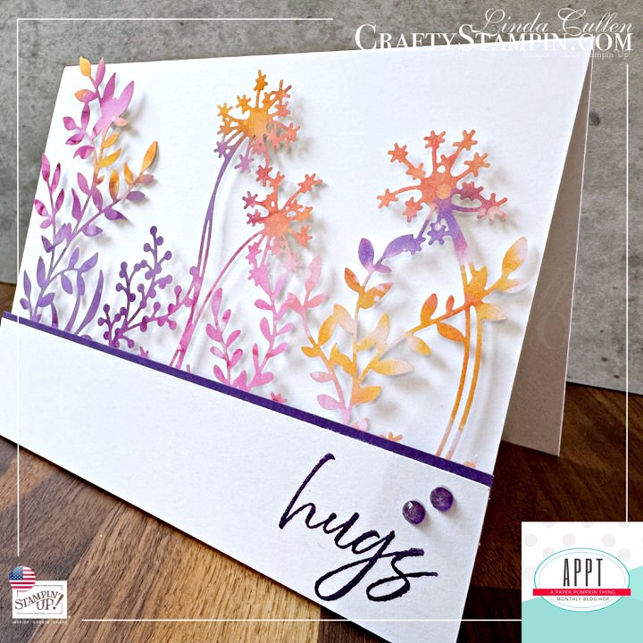 APPT - April 2025 Paper Pumpkin Blog Hop | Join Stampin’ Up! | Frequently Asked Questions about becoming a Stampin’ Up! Demonstrator | Join the Craft Stampin’ Crew | Stampin Up Demonstrator Linda Cullen | Crafty Stampin’ | Purchase Stampin’ Up! Product | FAQ about Paper Pumpkin | FAQ about Kits Collection | Online Exclusive Products | Gold Foil Sheets [132622] | Nested Essentials Dies [161597] | So Swirly Embossing Folder [163791] | Purple Fine Shimmer Gems [162611] |
