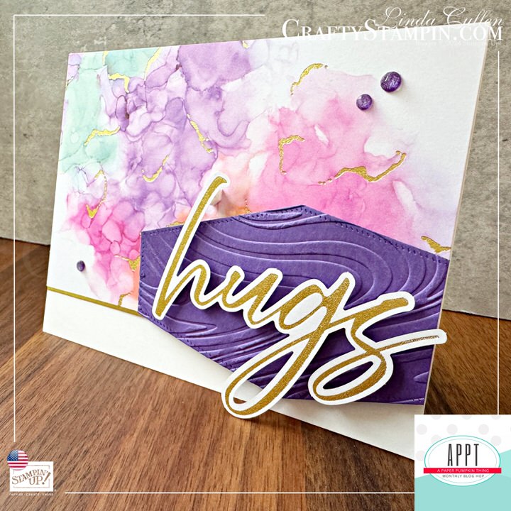 APPT - April 2025 Paper Pumpkin Blog Hop | Join Stampin’ Up! | Frequently Asked Questions about becoming a Stampin’ Up! Demonstrator | Join the Craft Stampin’ Crew | Stampin Up Demonstrator Linda Cullen | Crafty Stampin’ | Purchase Stampin’ Up! Product | FAQ about Paper Pumpkin | FAQ about Kits Collection | Online Exclusive Products | Gold Foil Sheets [132622] | Nested Essentials Dies [161597] | So Swirly Embossing Folder [163791] | Purple Fine Shimmer Gems [162611] |
