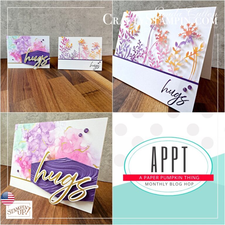 APPT - April 2025 Paper Pumpkin Blog Hop | Join Stampin’ Up! | Frequently Asked Questions about becoming a Stampin’ Up! Demonstrator | Join the Craft Stampin’ Crew | Stampin Up Demonstrator Linda Cullen | Crafty Stampin’ | Purchase Stampin’ Up! Product | FAQ about Paper Pumpkin | FAQ about Kits Collection | Online Exclusive Products | Gold Foil Sheets [132622] | Nested Essentials Dies [161597] | So Swirly Embossing Folder [163791] | Purple Fine Shimmer Gems [162611] |