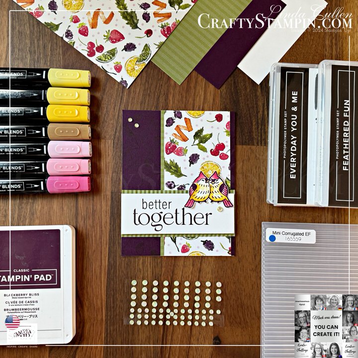 You Can Create It - International Challenge & Inspiration - May 2025 | Join Stampin’ Up! | Frequently Asked Questions about becoming a Stampin’ Up! Demonstrator | Join the Craft Stampin’ Crew | Stampin Up Demonstrator Linda Cullen | Crafty Stampin’ | Purchase Stampin’ Up! Product | FAQ about Paper Pumpkin | FAQ about Kits Collection | Online Exclusive Products | Feathered Fun Stamp Set [165336] | Everyday You & Me Stamp Set [166629] | Celebratory Sips Designer Series Paper [165586] | Mini Corrugated 3D Embossing Folder [165559] | Lemon Lolly Stampin' Blends Combo Pack [161673] | Daffodil Delight Stampin' Blends Combo Pack [154883] | Pecan Pie Stampin' Blends Combo Pack [161674] | Flirty Flamingo Stampin' Blends Combo Pack [154884] | Strawberry Slush Stampin' Blends Combo Pack [165290] | Holographic Resin Dots [165598] |
