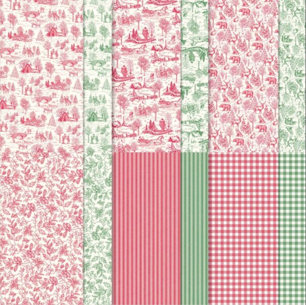 Toile Tidings DSP Stampin Up Christmas Paper 6x12 - Retired
