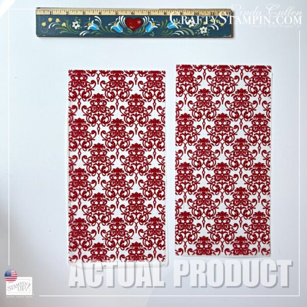 Real Red Flocked Window Sheet ONLY [126901] DSP Stampin' Up! Christmas Paper 6 x 12 - Retired