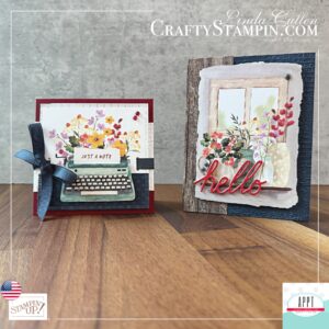 Handmade greeting cards created with the August 2025 Paper Pumpkin Farmhouse Florals kit featuring rustic textures, bold florals, and farmhouse details.
