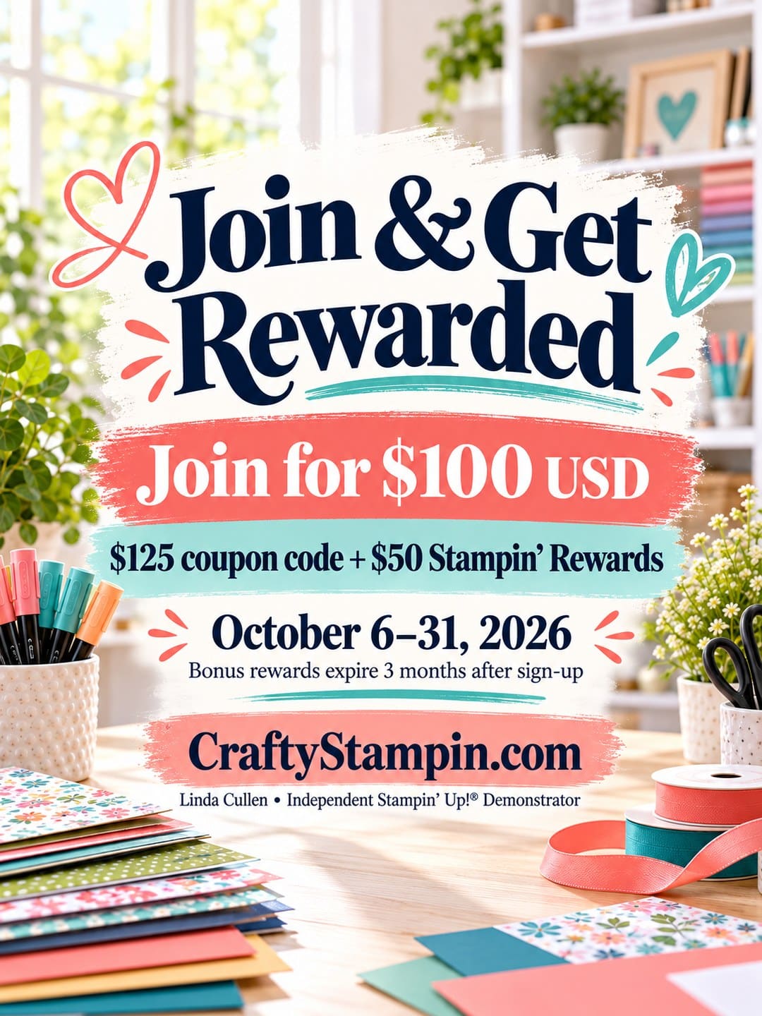 Join Stampin’ Up! in October and Get $50 in Bonus Rewards