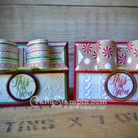Bow Gift Card Holder | Stampin Up Demonstrator Linda Cullen | Crafty Stampin’ | Purchase your Stampin’ Up Supplies | Envelope Punch Board | Tin of Tags Stamp Set | Candy Cane DSP | This is Christmas DSP