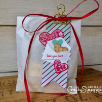 CASE-ing the Catalog - Glassine treat bag & note card | Stampin Up Demonstrator Linda Cullen | Crafty Stampin’ | Purchase your Stampin’ Up Supplies | Sealed with Love Stamp Set | Sweet & Sassy Framelits Dies | Sending Love Glassine | Sending Love DSP