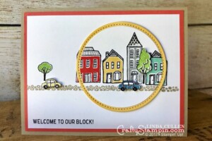 Coffee & Crafts Class: In The City | Stampin Up Demonstrator Linda Cullen | Crafty Stampin’ | Purchase your Stampin’ Up Supplies | In the City Stamp Set | Stitched Shapes Framelits