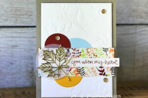Coffee & Crafts Class: Seasonal Layers Warm My Heart | Stampin Up Demonstrator Linda Cullen | Crafty Stampin’ | Purchase your Stampin’ Up Supplies | Sheltering Tree Stamp Set | Seasonal Layers Thinlits | Stitched Shapes Framelits | Layered Leaves Embossing Folder | Painted Autumn Designer Series Paper