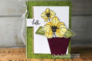 Climbing Orchid Daffodil Delight Stampin Blends| Stampin Up Demonstrator Linda Cullen | Crafty Stampin’ | Purchase your Stampin’ Up Supplies | Climbing Orchid Stamp Set | Orchid Builder Framelits | Stampin Blends Markers