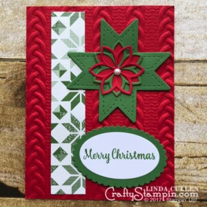 Stampin Scoop Recap - Episode 44 - Quilted Christmas Bundle | Stampin Up Demonstrator Linda Cullen | Crafty Stampin’ | Purchase your Stampin’ Up Supplies | Christmas Quilt Stamp Set | Quilt Builder Framelits Dies | Quilted Christmas 6x6 Designer Series Paper | Quilted Christmas 1/4 Ribbon | Quilt Top Textured Impressions Embossing Folder | Stitched Felt Embellishments