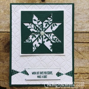 Stampin Scoop Recap - Episode 44 - Quilted Christmas Bundle | Stampin Up Demonstrator Linda Cullen | Crafty Stampin’ | Purchase your Stampin’ Up Supplies | Christmas Quilt Stamp Set | Quilt Builder Framelits Dies | Quilted Christmas 6x6 Designer Series Paper | Quilted Christmas 1/4 Ribbon | Quilt Top Textured Impressions Embossing Folder | Stitched Felt Embellishments