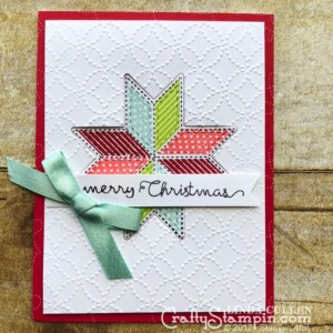 Stampin Scoop Recap - Episode 44 - Quilted Christmas Bundle | Stampin Up Demonstrator Linda Cullen | Crafty Stampin’ | Purchase your Stampin’ Up Supplies | Christmas Quilt Stamp Set | Quilt Builder Framelits Dies | Quilted Christmas 6x6 Designer Series Paper | Quilted Christmas 1/4 Ribbon | Quilt Top Textured Impressions Embossing Folder | Stitched Felt Embellishments