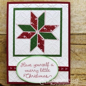 Stampin Scoop Recap - Episode 44 - Quilted Christmas Bundle | Stampin Up Demonstrator Linda Cullen | Crafty Stampin’ | Purchase your Stampin’ Up Supplies | Christmas Quilt Stamp Set | Quilt Builder Framelits Dies | Quilted Christmas 6x6 Designer Series Paper | Quilted Christmas 1/4 Ribbon | Quilt Top Textured Impressions Embossing Folder | Stitched Felt Embellishments