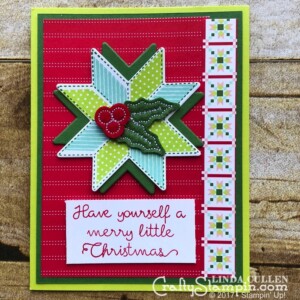 Stampin Scoop Recap - Episode 44 - Quilted Christmas Bundle | Stampin Up Demonstrator Linda Cullen | Crafty Stampin’ | Purchase your Stampin’ Up Supplies | Christmas Quilt Stamp Set | Quilt Builder Framelits Dies | Quilted Christmas 6x6 Designer Series Paper | Quilted Christmas 1/4 Ribbon | Quilt Top Textured Impressions Embossing Folder | Stitched Felt Embellishments