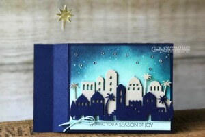 Stamp It Group Christmas Blog Hop | Stampin Up Demonstrator Linda Cullen | Crafty Stampin’ | Purchase your Stampin’ Up Supplies | Night In Bethlehem Stamp Set | Bethlehem Edgelits | Gold Foil Sheets | Rhinestone Basics