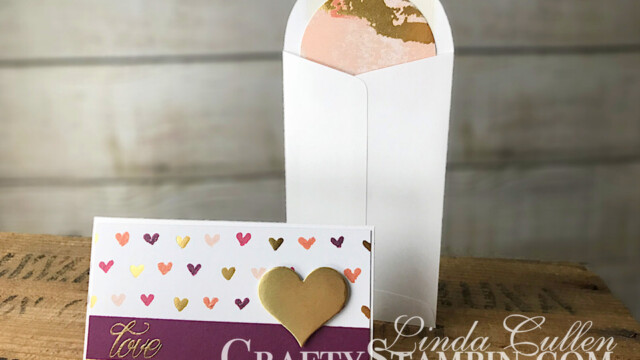 Stamp It Group 2018 Valentines Day Blog Hop | Stampin Up Demonstrator Linda Cullen | Crafty Stampin’ | Purchase your Stampin’ Up Supplies | Lovely Friends Stamp Set | Sweet & Sassy Framelits | Painted with Love Series Paper | Lots to Love Box Framelits | Gold Foil Sheets