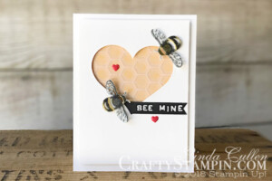 Coffee & Crafts Class: Dragonfly Dreams Bee Mine | Stampin Up Demonstrator Linda Cullen | Crafty Stampin’ | Purchase your Stampin’ Up Supplies | Dragonfly Dreams Stamp Set | Labeler Alphabet Stamp Sets | Detailed Dragonfly Thinlits | Sweet & Sassy Framelits | Stampin Write Markers