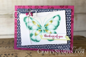 Coffee & Crafts Class: Beautiful Day Butterfly | Stampin Up Demonstrator Linda Cullen | Crafty Stampin’ | Purchase your Stampin’ Up Supplies | Beautiful Day Stamp Set | Stampin Blends | Tutti-Frutti Designer Series Paper | Birthday Mini Binder | Lemon Lime Twist Mini Striped Ribbon