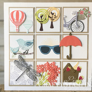 Stamp It Group 2018 Spring Fling Blog Hop | Spring Sampler | Stampin Up Demonstrator Linda Cullen | Crafty Stampin’ | Purchase your Stampin’ Up Supplies | Amazing You Stamp Set | Pocketful of Sunshine | Bike Ride | Picnic with You | Best Birds | Lift Me Up | Dragonfly Dreams | Weather Together | Birthday Blooms | Fruit Basket | Layering Square Framelits | Pocket | Build a Bike | Up & Away Thinlits | Detailed Dragonfly | Swirly Scribble | Umbrella Weather | Birds & Blooms | Bouquet Bunch