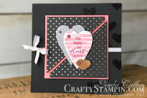 Coffee & Crafts Class: January 2018 Paper Pumpkin Alternative | Stampin Up Demonstrator Linda Cullen | Crafty Stampin’ | Purchase your Stampin’ Up Supplies | Paper Pumpkin Paper Craft Kit | Heart Happiness Stamp Set | Lots to Love Box Framelits Dies | Copper Foil Sheets