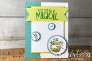 Coffee & Crafts Class: Magical Day Mermaid | Stampin Up Demonstrator Linda Cullen | Crafty Stampin’ | Purchase your Stampin’ Up Supplies | Magical Day Stamp Set | Myths & Magic Designer Series Paper | Stampin Blends Alcohol Markers | Softly Falling Embossing Folder