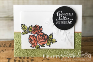 Coffee & Crafts Class: Petal Palette Life is Better | Spring Sampler | Stampin Up Demonstrator Linda Cullen | Crafty Stampin’ | Purchase your Stampin’ Up Supplies | Petal Palette Stamp Set | Petals & More Thinlits } Stitched Shapes Framelits | Stampin Blends | Wink of Stella