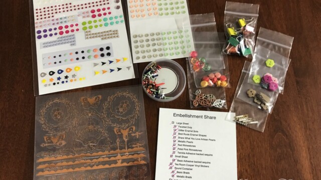 Each embellishment share is divided, sorted and carefully packaged.