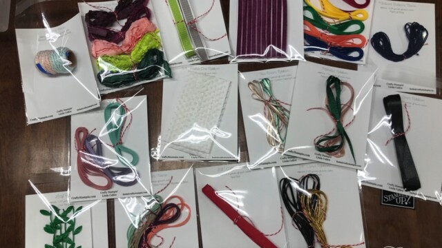 All the ribbons cut and sorted into labeled bags for easy identification and to keep them neat.