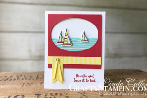 Coffee & Crafts Class: Lilypad Lake - Be Calm | Stampin Up Demonstrator Linda Cullen | Crafty Stampin’ | Purchase your Stampin’ Up Supplies | Lilypad Lake Stamp Set | 2018 -2010 In Color Designer Series Paper | Lakeside Framelits | Layered Oval Framelits