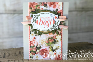 Stampin Scoop Recap - Episode 57 - New Designer Series Paper | Stampin Up Demonstrator Linda Cullen | Crafty Stampin’ | Purchase your Stampin’ Up Supplies | Floral Frames Stamp Set | Petal Promenade Designer Series Paper | Foliage Frame Framelits |Darling Label Punch | Decorative Ribbon Punch