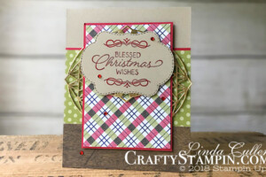 Stamp It Group 2018 Christmas in July Blog Hop | Stampin Up Demonstrator Linda Cullen | Crafty Stampin’ | Purchase your Stampin’ Up Supplies | Night in Bethlehem Stamp Set | Time for Tea Stamp Set | Under the Mistletoe Designer Series Paper | Stitched Seasons Framelits Dies | Beautiful Layers Thinlits Dies | Red Rhinestones Basic Jewels