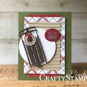 Coffee & Crafts Class: Alpine Adventure - Holiday Catalog Preview | Stampin Up Demonstrator Linda Cullen | Crafty Stampin’ | Purchase your Stampin’ Up Supplies | Alpine Adventure Stamp Set | Festive Farmhouse Designer Series Paper | Stitched Shape Framelits | Alpine Sports Thinlits | Corrugated Dynamic Textured Impressions Embossing Folder