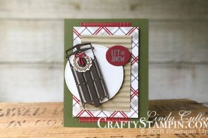 Coffee & Crafts Class: Alpine Adventure - Holiday Catalog Preview | Stampin Up Demonstrator Linda Cullen | Crafty Stampin’ | Purchase your Stampin’ Up Supplies | Alpine Adventure Stamp Set | Festive Farmhouse Designer Series Paper | Stitched Shape Framelits | Alpine Sports Thinlits | Corrugated Dynamic Textured Impressions Embossing Folder