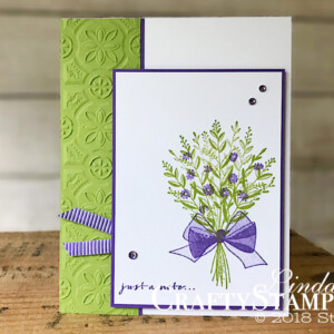 Holiday Catalog Launch Party - Stampin Scoop - Episode 63 | Stampin Up Demonstrator Linda Cullen | Crafty Stampin’ | Purchase your Stampin’ Up Supplies | Wishing You Well Stamp Set | Gorgeous Grape 1/4” Mini Striped Ribbon