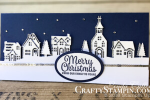 Coffee & Crafts Class: Hometown Greetings | Stampin Up Demonstrator Linda Cullen | Crafty Stampin’ | Purchase your Stampin’ Up Supplies | Snowflake Sentiments Stamp Set | Hometown Greetings Edgelits Dies | Stitched Shapes Framelits Dies | Layering Ovals Framelits Dies | Silver Mini Sequin Trim |