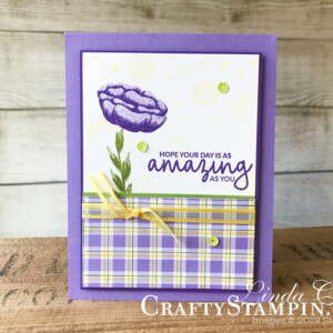 Stampin Scoop Incredible Like You Project Kit | Stampin Up Demonstrator Linda Cullen | Crafty Stampin’ | Purchase your Stampin’ Up Supplies | Incredible Like You Stamp Set | Gingham Gala Designer Series Paper | Gingham Gala Adhesive-Backed Sequins | Organdy Ribbon Combo Pack