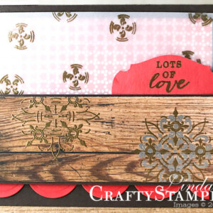 Stamp It Group 2019 Sale-a-bration Blog Hop | Stampin Up Demonstrator Linda Cullen | Crafty Stampin’ | Purchase your Stampin’ Up Supplies | All Adorned Stamp Set | Wood Textured Designer Series Paper | Painted Seasons Designer Series Paper | Seasonal Layers Thinlits | Story Label Punch |