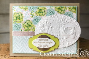 Stampin Scoop All New Sale-a-bration Products | Stampin Up Demonstrator Linda Cullen | Crafty Stampin’ | Purchase your Stampin’ Up Supplies | Painted Seasons Stamp Set | Painted Seasons Designer Series Paper | More Than Words Stamp Set | Rose Trellis Thinlits Dies | Burlap Ribbon | Four Seasons Framelits | Country Floral Dynamic Textures Impressions Embossing Folder