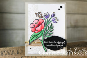 Greek Isles Achiever Blog Hop February 2019 | Stampin Up Demonstrator Linda Cullen | Crafty Stampin’ | Purchase your Stampin’ Up Supplies | All That You Are Stamp Set | Rectangle Stitched Framelits Dies | Story Label Punch | Faceted Dots | Gold Mini Sequin Trim | 5/8 Burlap Ribbon | Stampin Blends