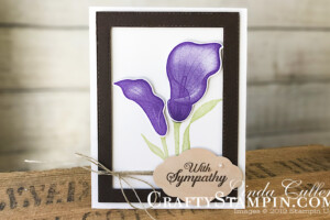 Coffee & Crafts Class: Lasting Lily Sympathy | Stampin Up Demonstrator Linda Cullen | Crafty Stampin’ | Purchase your Stampin’ Up Supplies | Lasting Lily Stamp Set | Wood Textures Designer Series Paper | Rectangle Stitched Framelits Dies | Pretty Label Punch | Pearl Basic Jewels |