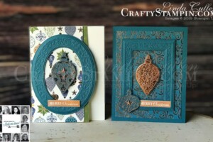 You Can Create It - International Inspiration - December 2019 | Stampin Up Demonstrator Linda Cullen | Crafty Stampin’ | Purchase your Stampin’ Up Supplies | Christmas Gleaming Stamp Set | Heirloom Frames Dies and 3D Embossing Folder | Star Designer Elements | Gleaming Ornaments Punch Pack | Brightly Gleaming Specialty Designer Series Paper | Copper Foil Sheets