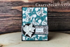 Botanical Prints Friend in Pretty Peacock | Stampin Up Demonstrator Linda Cullen | Crafty Stampin’ | Purchase your Stampin’ Up Supplies | Botanical Prints Product Medley | Stitched Rectangle Dies | Starburst Punch