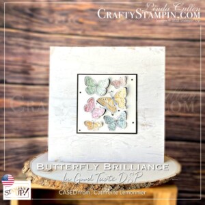 Butterfly Brilliance True Love 3D Art | Join Stampin’ Up! | Frequently Asked Questions about becoming a Stampin’ Up! Demonstrator | Join the Craft Stampin’ Crew | Stampin Up Demonstrator Linda Cullen | Crafty Stampin’ | Purchase your Stampin’ Up Supplies | Butterfly Brilliance Cling Stamp Set [155092] | Brilliant Wings Dies [155523] | Butterfly Bijou 6" X 6" Designer Series Paper [156824] | True Love Designer Series Paper [154281] | In Good Taste Designer Series Paper [152494] | Matte Black Dots [154284] | Vellum 8-1/2" X 11" Cardstock [101856] |