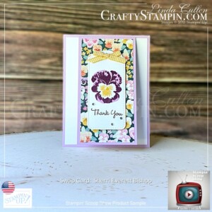 Stampin Scoop Pansy Petals Suite |Stampin’ Up! Annual Catalog | 2021 - 2022 | Join Stampin’ Up! | Frequently Asked Questions about becoming a Stampin’ Up! Demonstrator | Join the Craft Stampin’ Crew | Stampin Up Demonstrator Linda Cullen | Crafty Stampin’ | Purchase your Stampin’ Up Pansy Petals Suite Collection (English) [155810] | Pansy Patch Bundle (English) [155674] | Pansy Patch Photopolymer Stamp Set (English) [154999] | Pansy Petals 12" X 12" (30.5 X 30.5 Cm) Designer Series Paper [155807] | Pansy Dies [155680] | Hippo & Friends Dies [153585] | Rectangular Postage Stamp Punch [152709] | Bark 3D Embossing Folder [155431] |